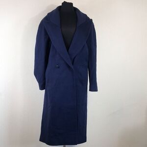 FASHIONS BY JILL MADE IN USA VTG WOOL COAT NAVY BLUE SIZE M /L